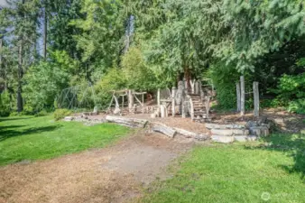 Play area in the deeded co-ownership beachfront area spanning Lake Washington.