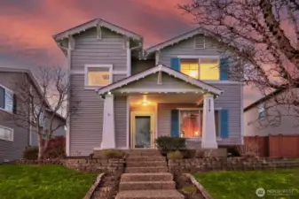A warm welcome home...programmable, permanent trim lights enhance the holidays and charm of this wonderful home ideally located in the heart of Snoqualmie Ridge.