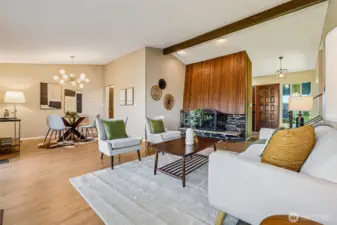 Wood burning fireplace helps bring the cozy.