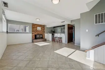 Back downstairs faetures a spacious wreck room/entertainment space.