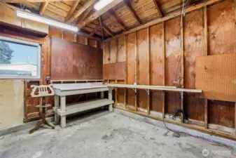Spacious two car garage off kitchen on main floor.