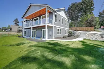 Concrete stairs to access downstairs patio