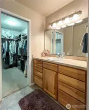 Primary bath and walk in closet.