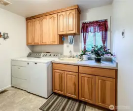 Laundry Room with cabnets and deep sink.