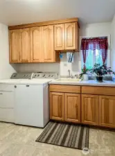 Laundry Room with cabnets and deep sink.