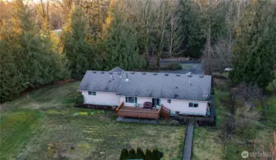 View of the back of the house from the approximate property line.