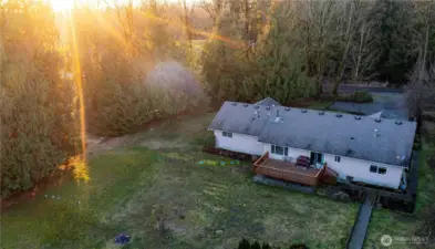 View of the back of the house from the approximate property line.