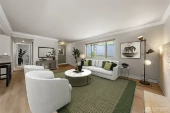 View of this spacious living room from the back porch~