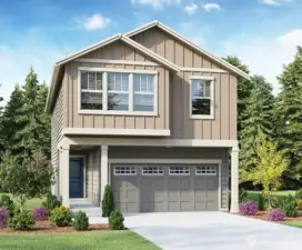 Birkdale Elevation C Floorplan Rendering. Depictions of homes or other features are artist conceptions. Hardscape, landscape, and other items shown may be decorator suggestions that are not included in the purchase price and availability may vary. No view is promised. Views may also be altered by subsequent development, construction and tree growth and landscaping.