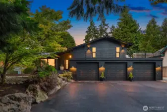 Large 3 car garage.