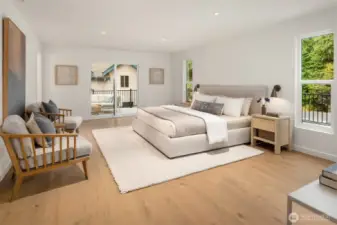The upper level features the primary bedroom really is epic. Two walk in closets and wait until you see the ensuite.