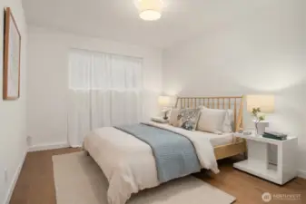 Lower-level 4th bedroom. Easy access from the garage for anyone with trouble getting around.