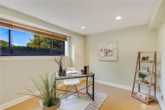 In the northwest corner of the lower level is the third bedroom. It’s perfect for a home office or guest room.