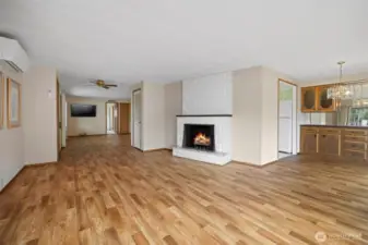 Entry way leads in to both livings spaces.