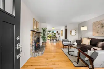 Inviting entry and walnut hardwoods for timeless style
