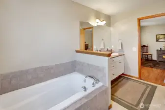 Soaker tub in primary bathroom.