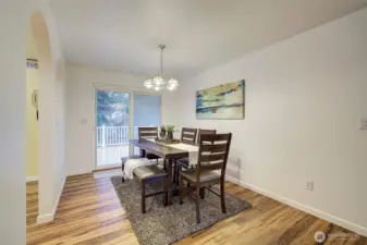 Dining area looks out to the deck and back yard.