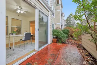 Patio was extended with a privacy fence