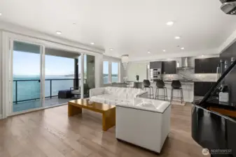 An entire wall of windows makes your living space bright, light and desirable.