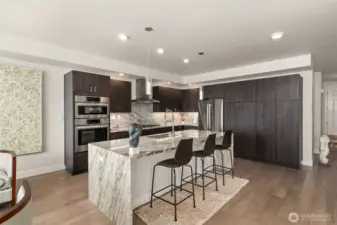 Dramatic 'waterfall' design on both ends of the bar