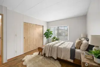 Guest bedroom on opposite wing of home. This bedroom is virtually staged as a guest space to show true scale. Bedroom is fantastic sized with great sized closet.