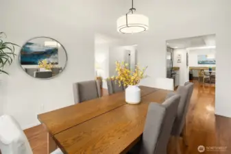 Inviting dining space with hardwood floors and seamless connection to the kitchen and main living areas