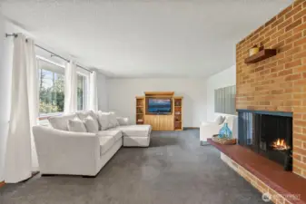 Beautiful family room in front of the house