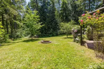 View from behind red outbuilding looking toward SE corner of property