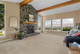 Vault Ceiling, Views, and Full Stone Fireplace!