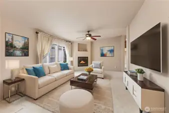 Virtually staged large family room to enjoy with all new carpeting