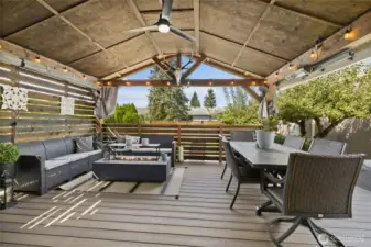 Custom covered deck W/ Trex Deck welcomes you daily!