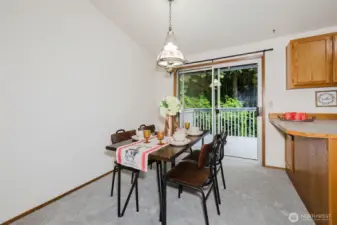 Inviting view from the living room into the bright and open dining area
