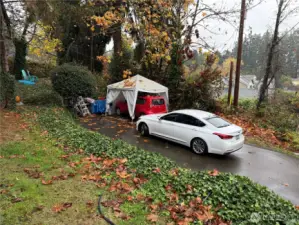 2 parking spaces, maybe more with some landscaping.