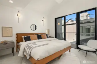 Primary suite vaulted ceilings and skylights