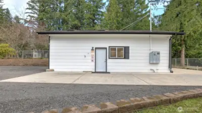 The 22' x 35' detached garage and shop features room for two cars or other toys. Equipped with 220V outlets for your power tool needs.