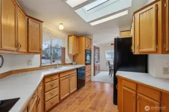 Kitchen with skylight