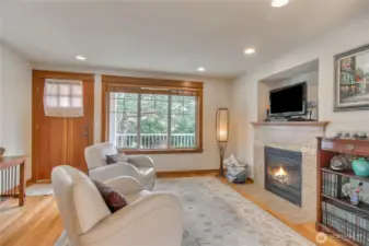 The gas fireplace offers ultimate convenience and ease.