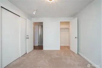 Two separate closets in the primary room make organization easy and convenient.