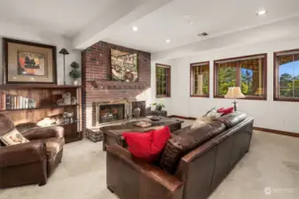 Gas Fireplace in Basement Family Room