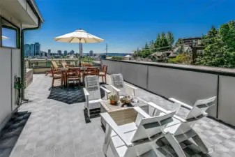 Excellent private outdoor living on the roof deck.