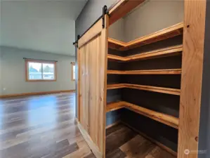 Walk-in pantry w/ sliding barn door