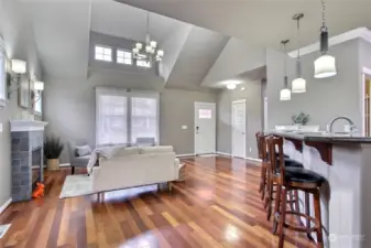 Spacious vaulted ceilings with lots of windows.