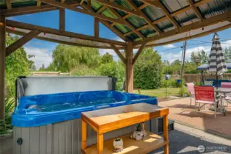 Gazebo with hot tub
