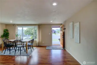 Dining room, engineered hardwood looking towards front entrance.