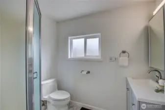 3/4 bathroom off of laundry area.