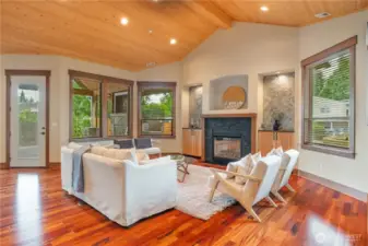 Gas fireplace.
