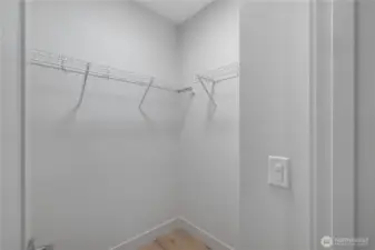 Walk-in closet, main floor bedroom.