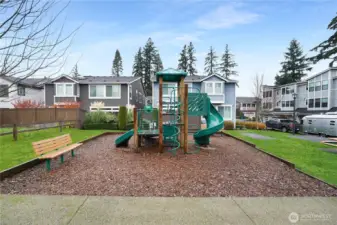 The neighborhood features a welcoming community park, complete with a jungle gym for outdoor fun.  This shared space offers a safe and cheerful setting for play, relaxation, and connection with neighbors.