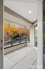 Covered patio with access from living room and primary