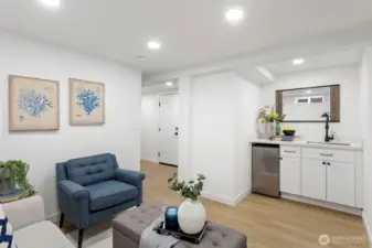 Loft and wet bar lower level.